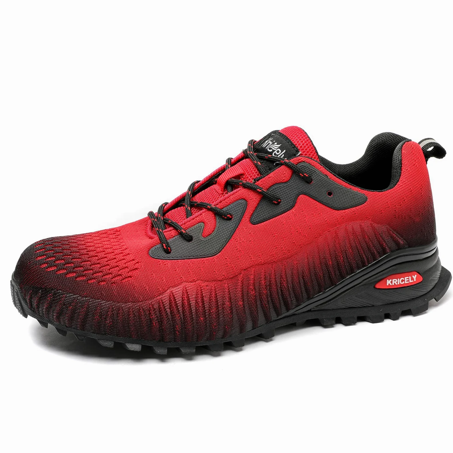 Kricely Zapatillas Trail Hombre Antideslizante Senderismo Rojo 44.5 | Transpirable y ligero, suela de goma antidesgaste, apto para montaña, caminatas, trail running y uso exterior diario