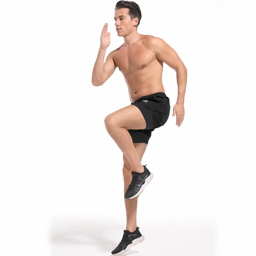 Pantalones Cortos de Running 2 en 1 para Hombre Fitness Entrenamiento maratón al Aire Libre Hombre