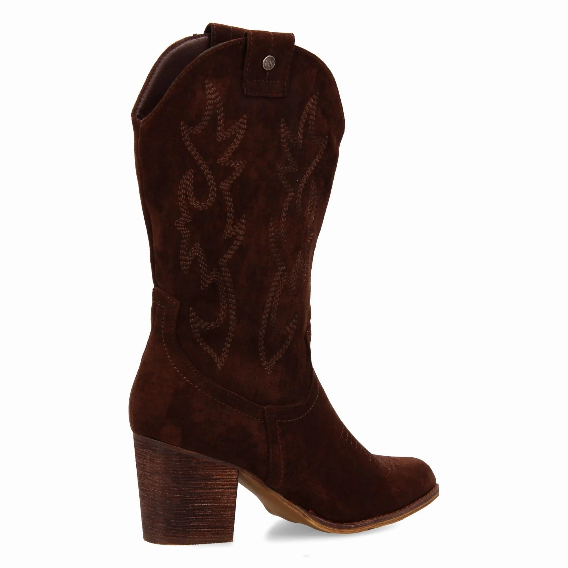 Bota Campera con Tacon, Comodas, Bordado en Cana y Empeine, Estilo Vaquero Cierre de Cremallera, Ideales Otono Invierno