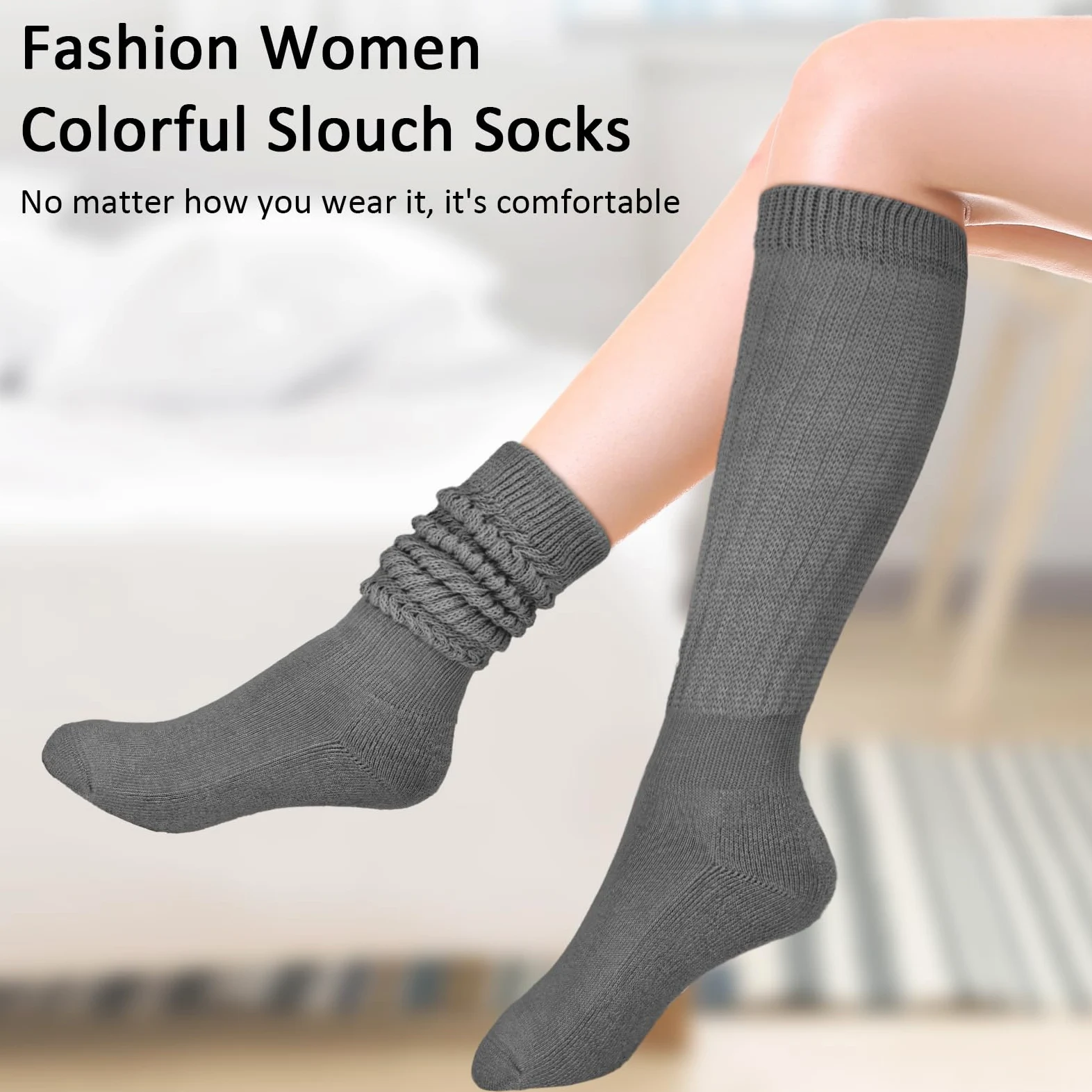 8 pares de calcetines holgados para mujer, suaves, extralargos, de algodón grueso, hasta la rodilla, para mujer