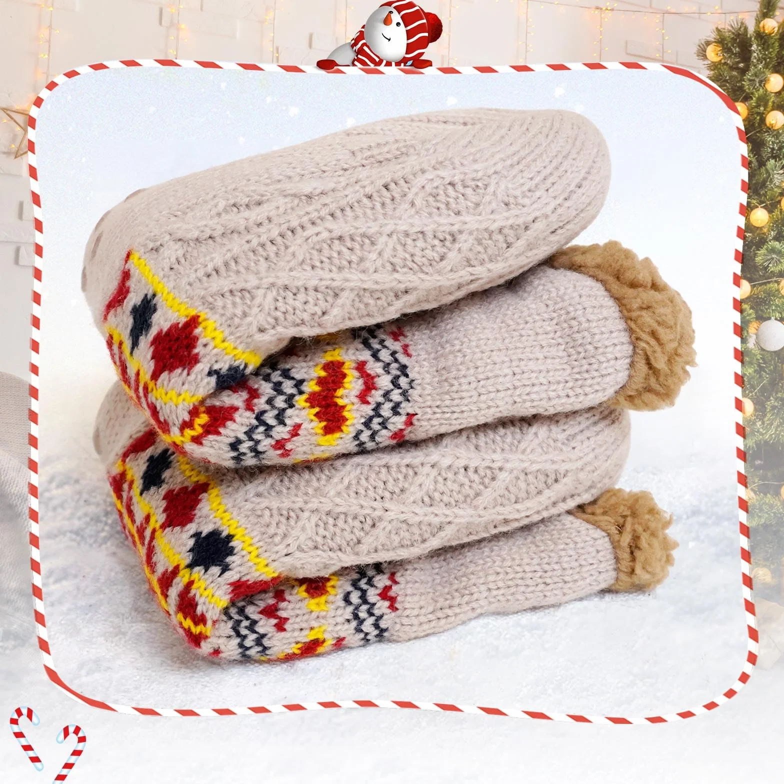 PUTUO Calcetines Antideslizantes para Hombre de Invierno: Calcetín Termicos Hombre Cálidos Suaves Mullidos Calcetín Gruesos Calcetines Andar por Casa Gordos Térmicos 1 Pares 39-46