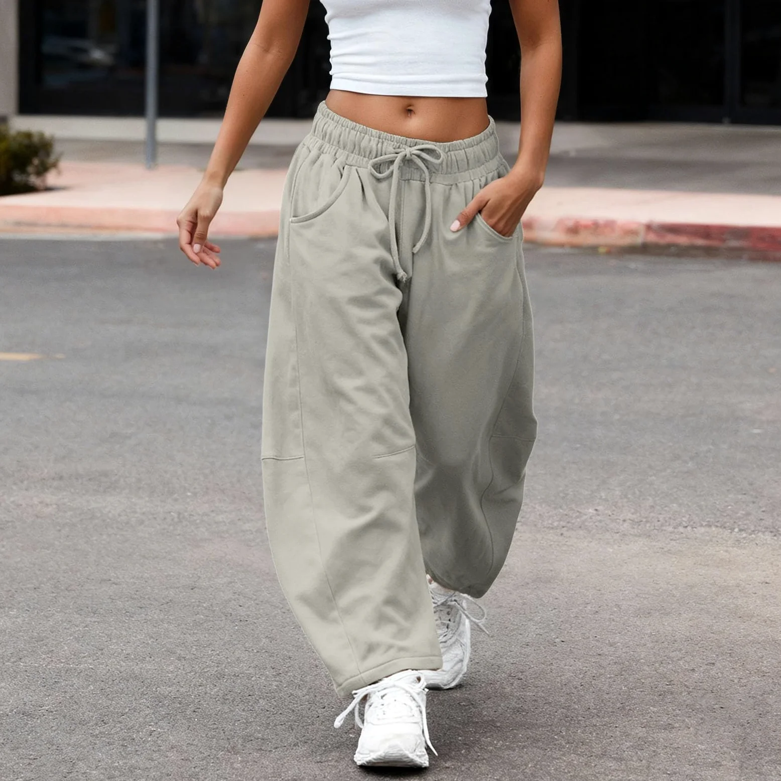 Pantalones de chándal para mujer, holgados, pantalones de deporte de pierna ancha, pantalones de chándal de moda, pantalones de chándal de cintura alta, cómodos, pantalones de entrenamiento