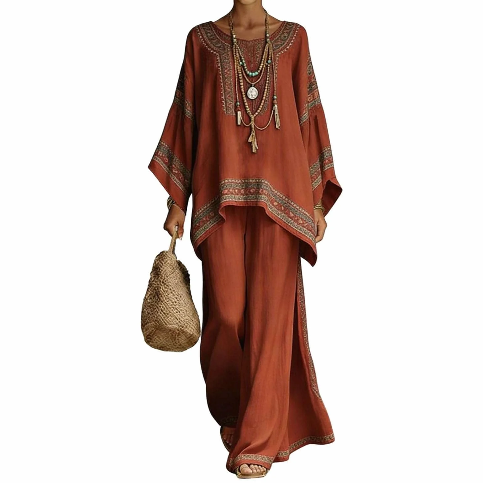 Conjunto Lino Dos Piezas Mujer Verano Vestir Elegante Chandal Mangas Largas Boho Camiseta y Pantalons 2 Piezas Top Talla Grande Ropa Deportiva Cintura Alta Casa Vacaciones Playa Moda 2026