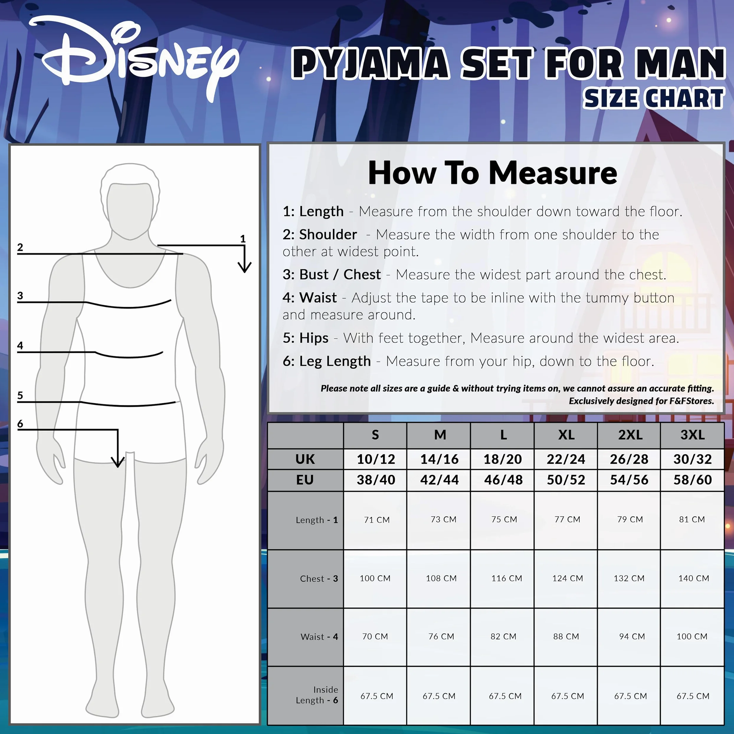 Disney Pijama Hombre Divertido Conjunto Pijama 2 Piezas Tallas M-3XL Pato Donald Enano Gruñon Jack Skellington