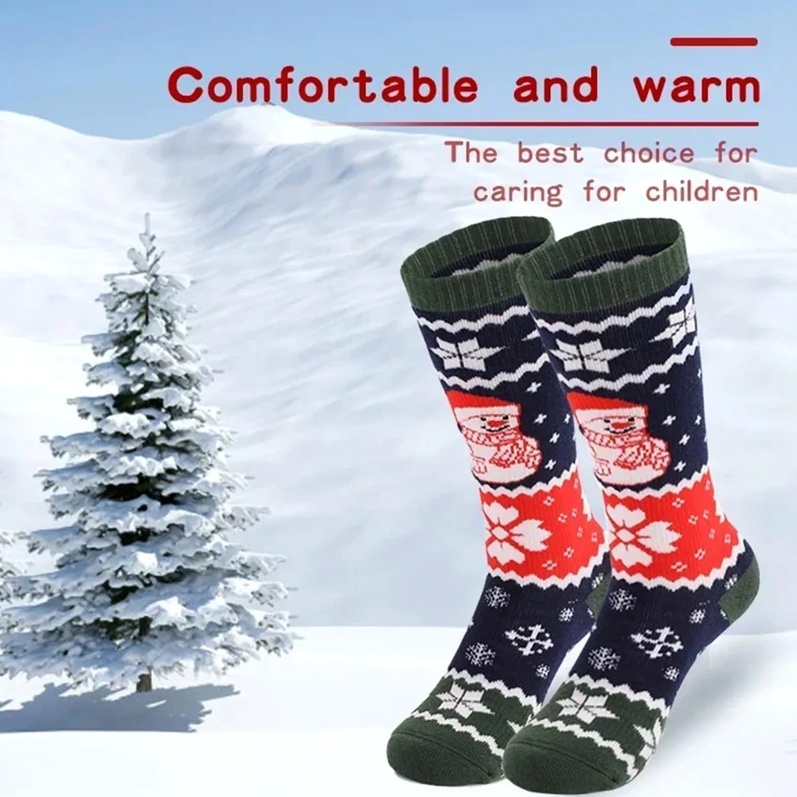 Calcetines de esquí for niños, cálidos, térmicos, for deportes invierno, largos, gruesos, algodón, for Navidad Para Esquiar, Snowboard