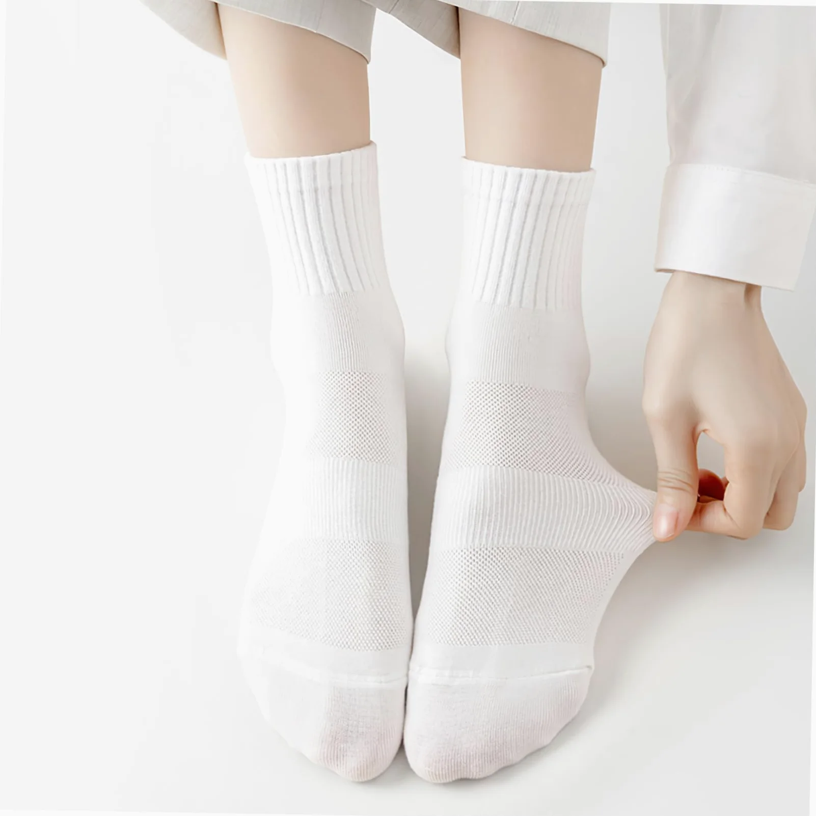 UKCOCO Calcetines de Algodón para Mujer, 10 Pares, Tubo Medio | Transpirables y Elásticos, Ajuste, para Fitness y Actividades Variadas