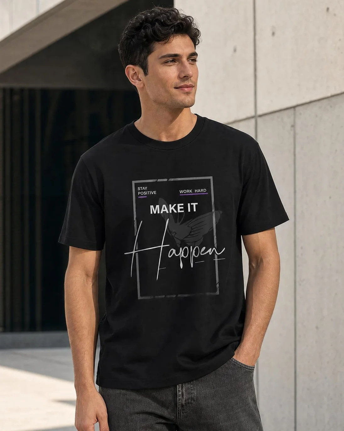 NOBERO - Camiseta para hombre de algodón con estampado gráfico de corte clásico