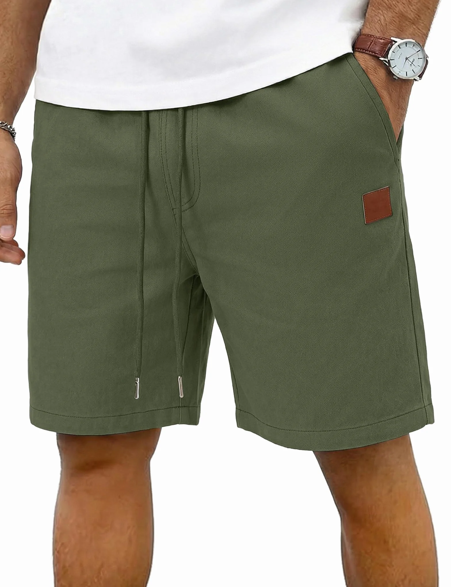 iClosam Pantalones para Hombre Cortos de algodón con Cintura elástica y cordón Ajustable, Pantalones Cortos Casuales de Verano con Bolsillos, Tallas S-3XL