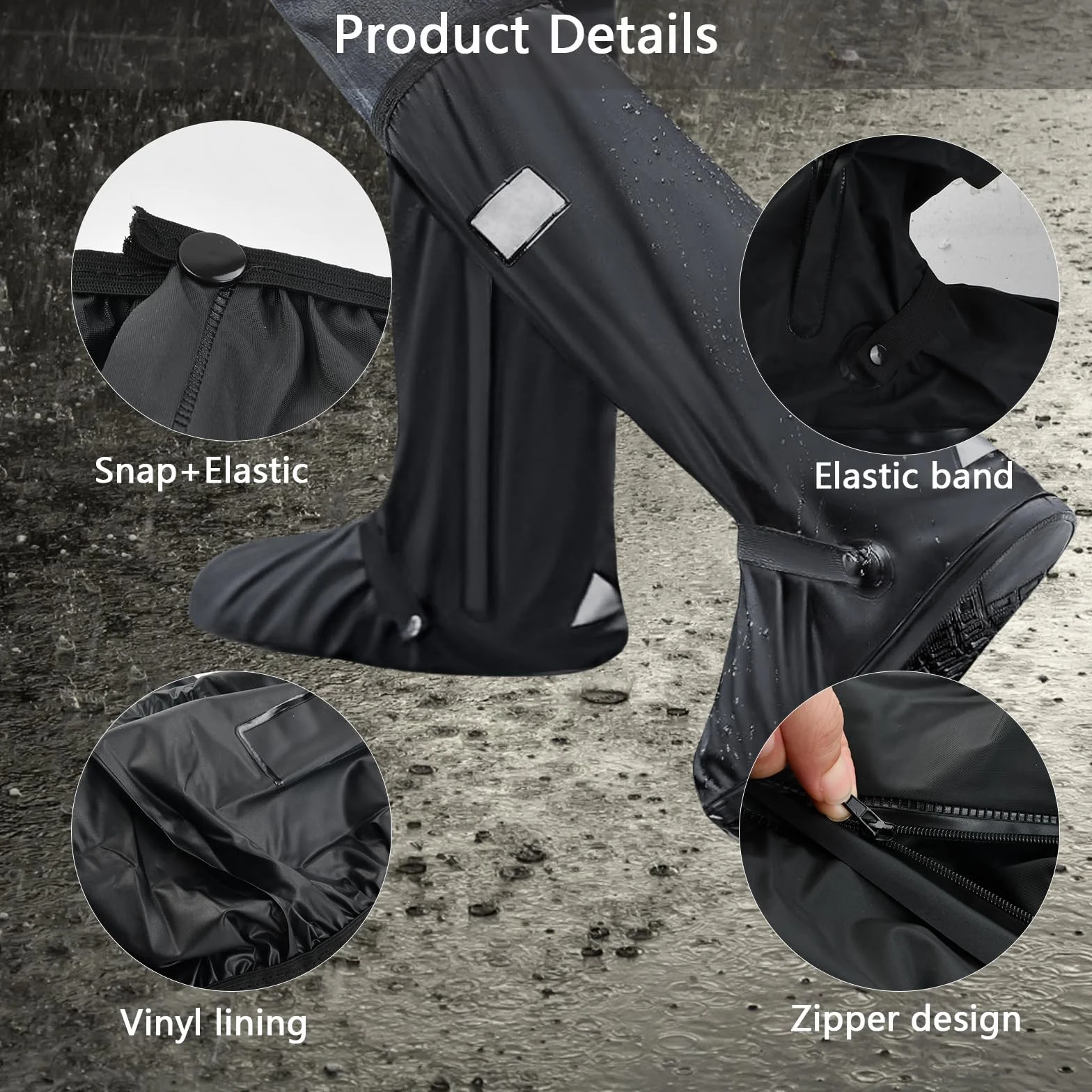 Amexo Cubrezapatos Impermeable, Cubre Zapatos Impermeable Lluvia Reutilizable Cubrecalzado Fundas de Lluvia para Zapatos con bandas reflectantes para Hombres Mujeres