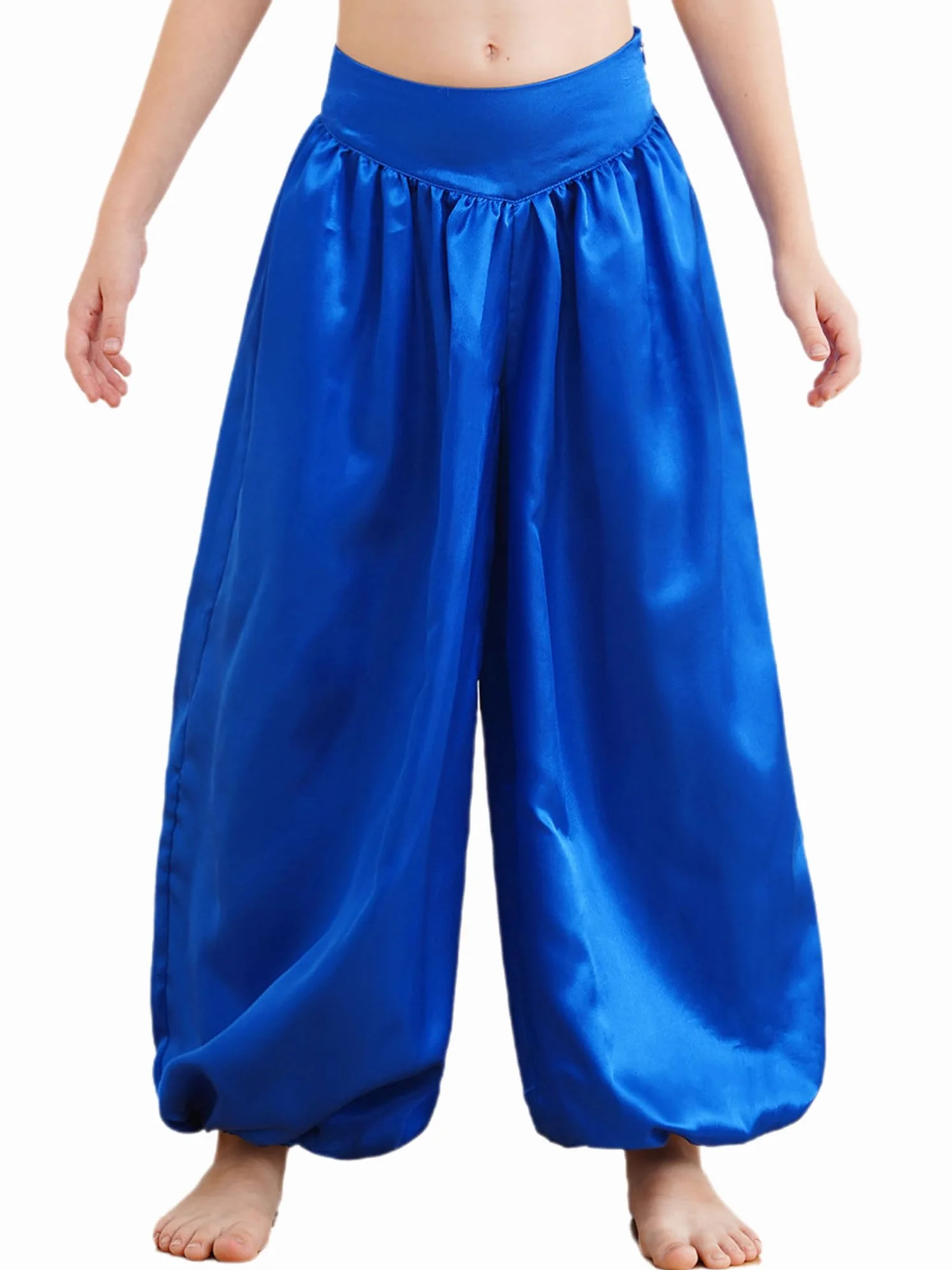Pantalones De Danza del Vientre para Niñas Freebily Bombachos Satén Pierna Ancha Yoga Fitness