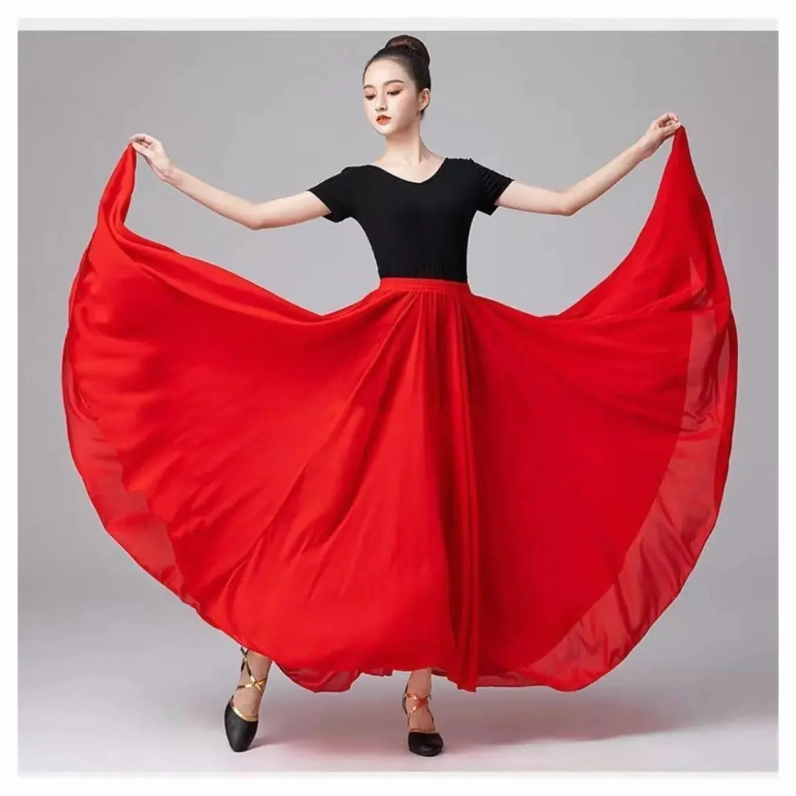 Falda de Danza Swing Grande Falda Larga for Mujer, Vestido de Danza del Vientre, Gasa, for Ballet, con Gran Movimiento, Falda 720 Grados, Disfraz Baile