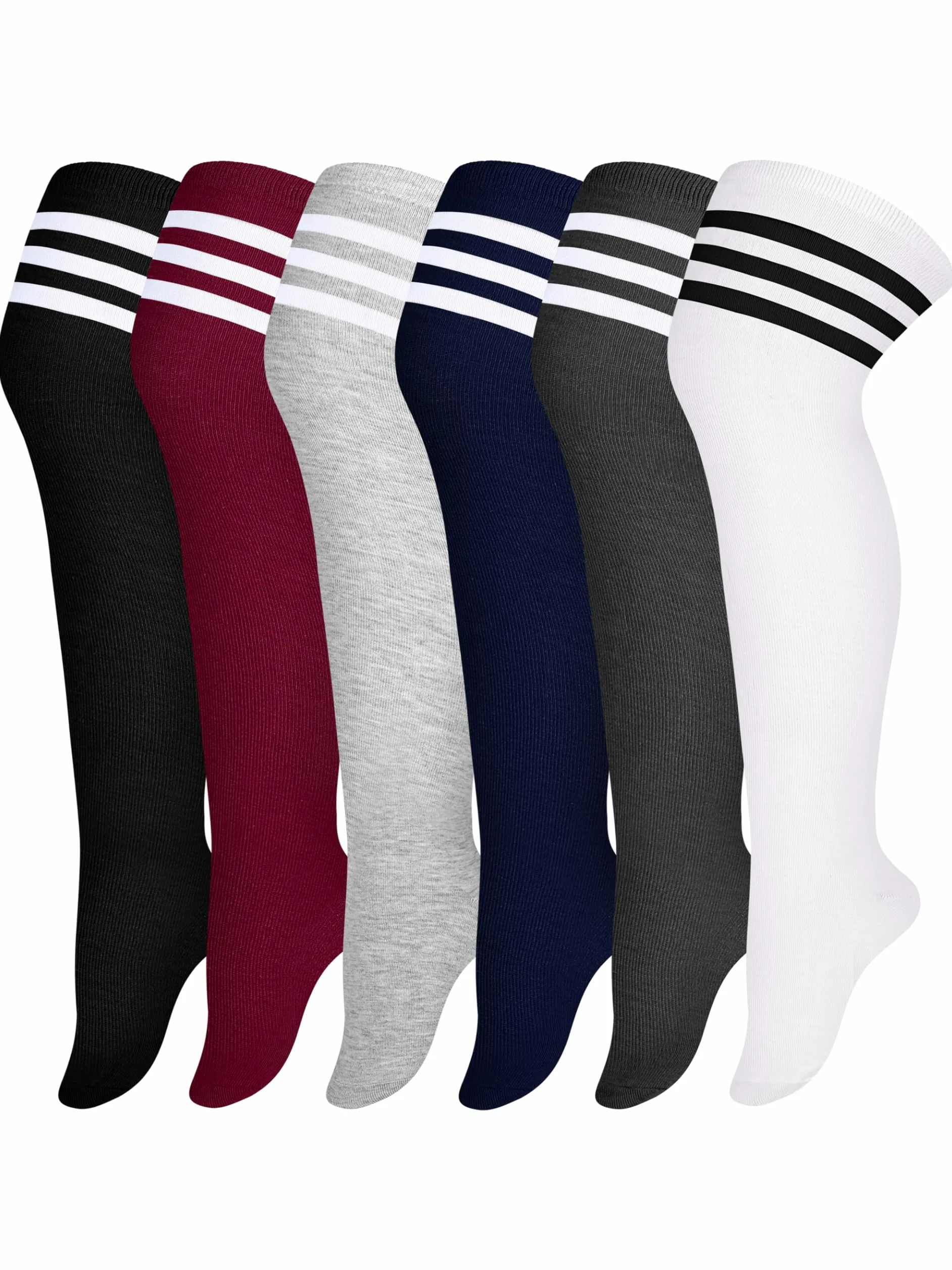 Apoway 6 Pairs Plus Size Thigh High Socks Warm Thigh High Stockings Over the Knee Socks for Women, L-XXL