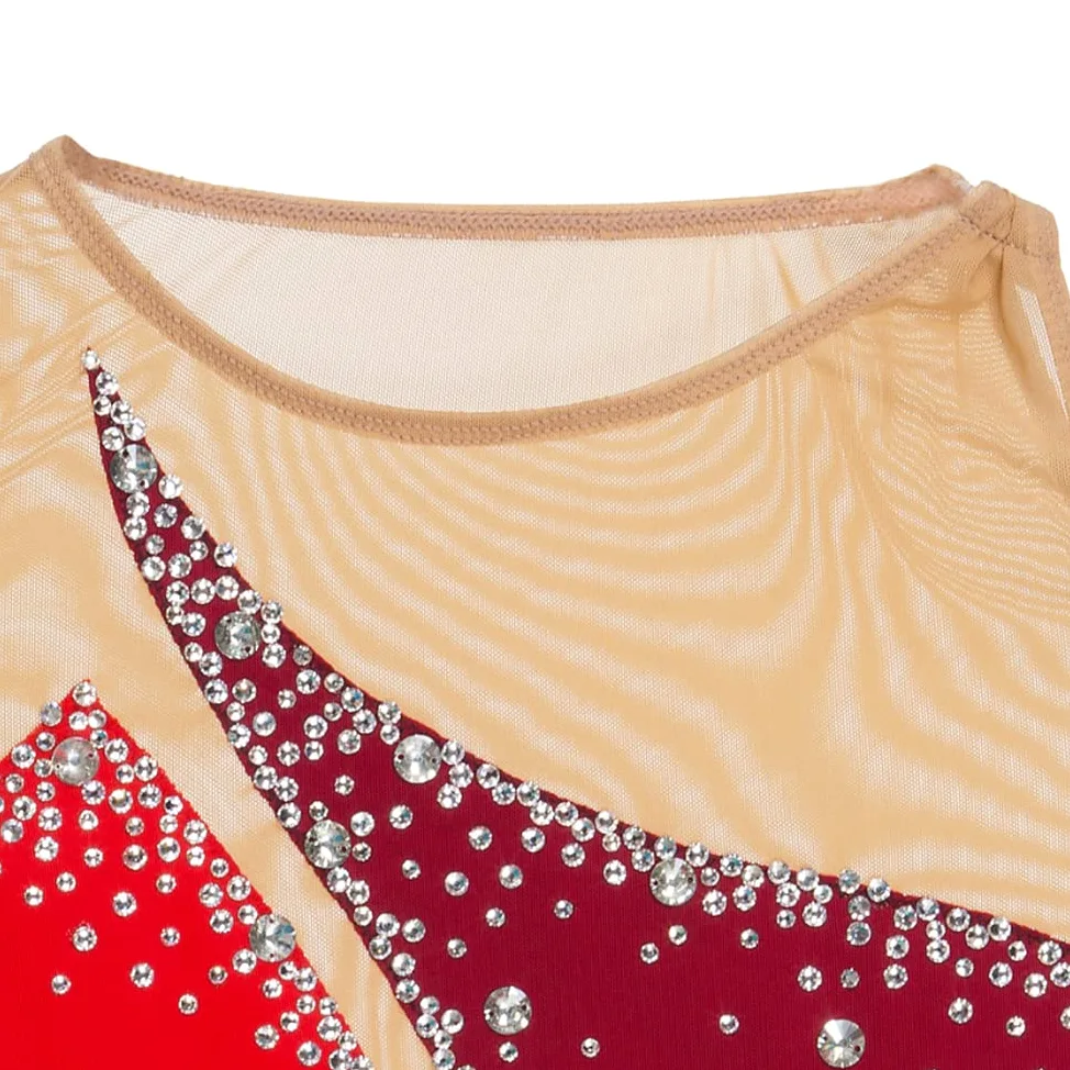 Vestido profesional de patinaje artístico para niñas, sin mangas, con diamantes de imitación, para danza sobre hielo, patinaje, gimnasia, leotardos