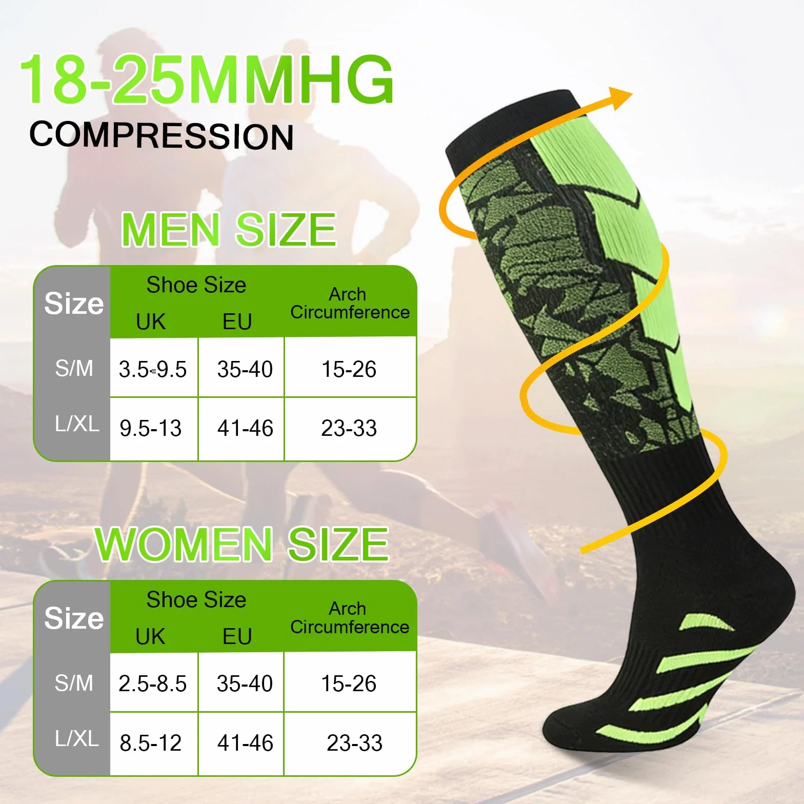 6 Pares Medias de Compresión Mujer Hombre, 18-25mmHg Calcetines Compresion, Medias de Compresion Varices, Compression Socks para Deporte Running Avion Viaje Ciclismo