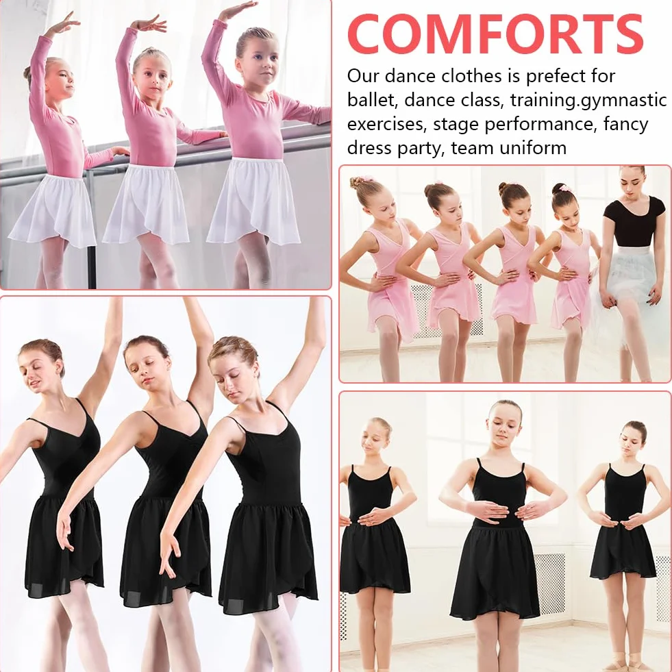 Falda de Danza Ballet para Niña, Falda Corta Gasa de Baile, Faldas Cruzada de Ballet con Cintura Elástica