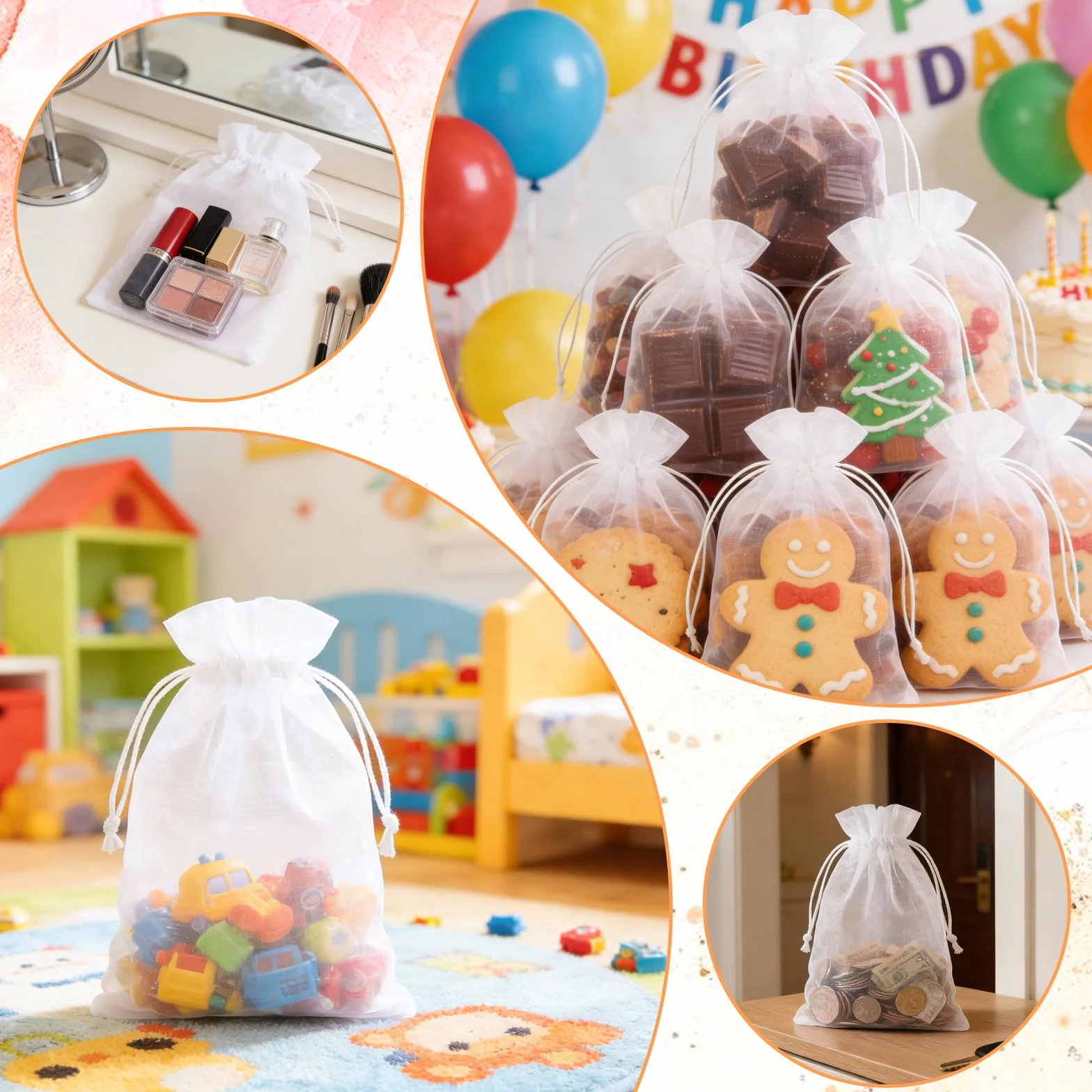 100 Piezas Bolsas de Organza 10x15cm Bolsas de Organza Pequeñas para Joyas Festivales Boda Dulces Regalos