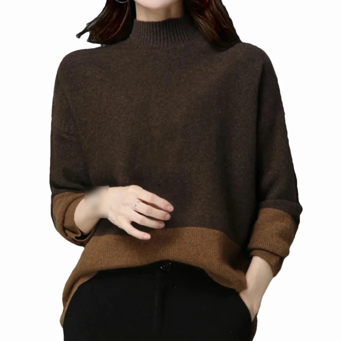 Suéter de invierno vintage para mujer, manga larga grueso de punto