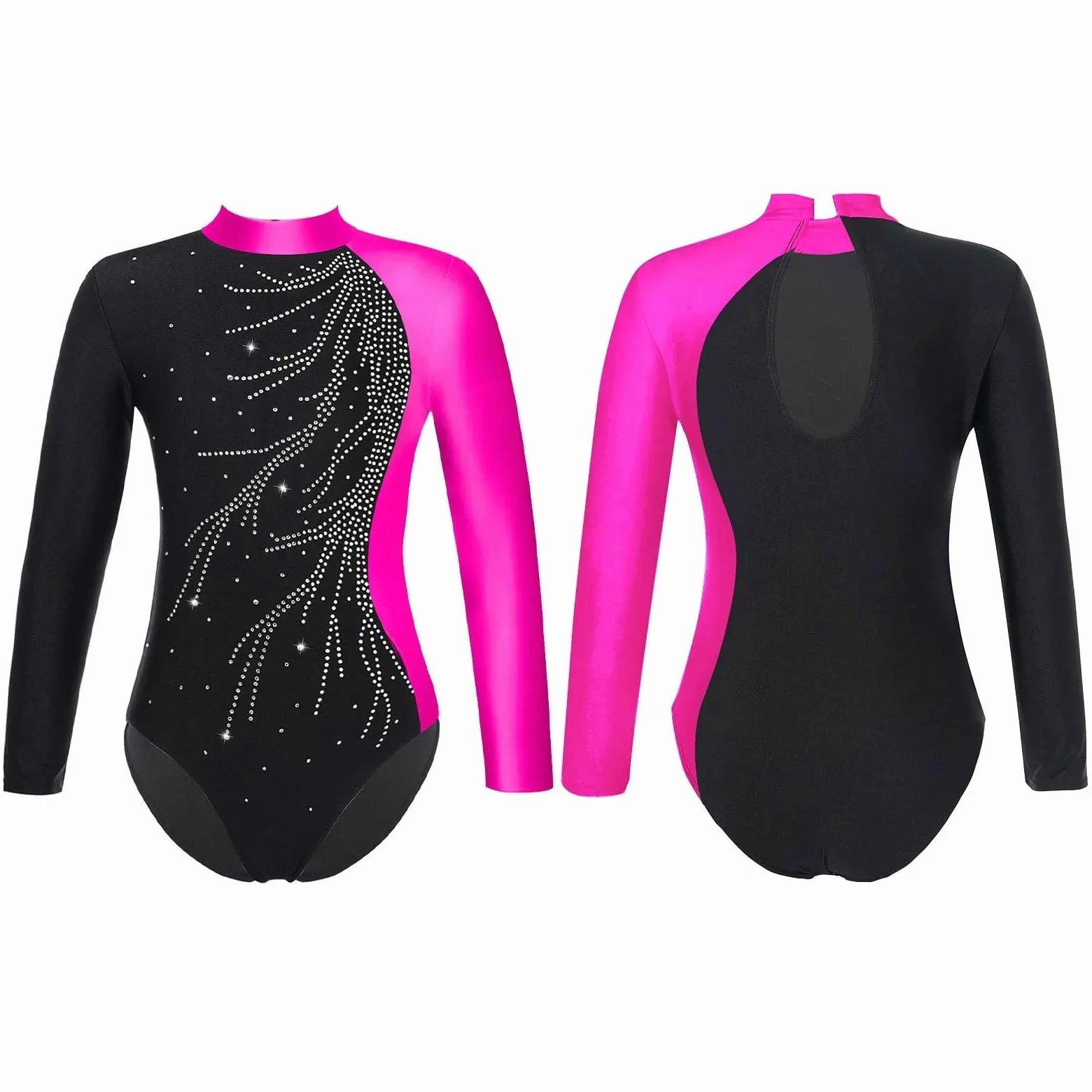 Maillots de Gimnasia Mono de Leotardo de Gimnasia for niñas para Niña (Color : Rose, Size : 14)