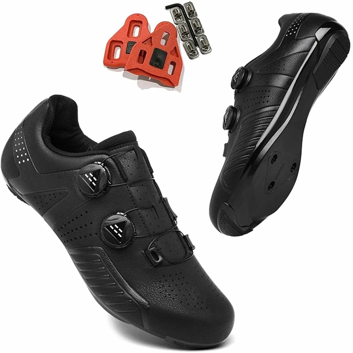 Zapatillas Ciclismo para Hombre, Zapatos Bicicleta de Carretera | Transpirables Antideslizantes Compatibles con Look System Estatica Spinning para Interiores Y Outdoor