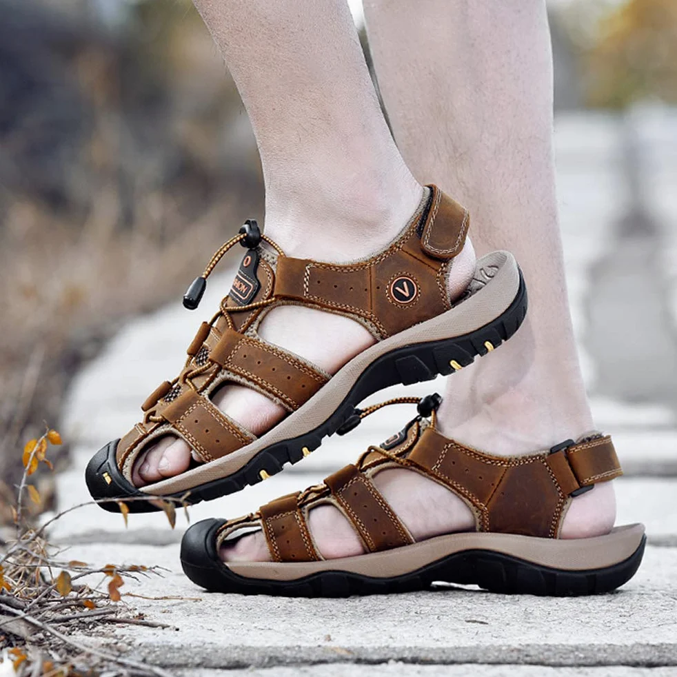Hombre Sandalias de Verano Playa de Senderismo para Hombres Exterior | Deportivas Zapatos Trekking Casual Zapatos de Montaña Cuero Exterior Comodidad