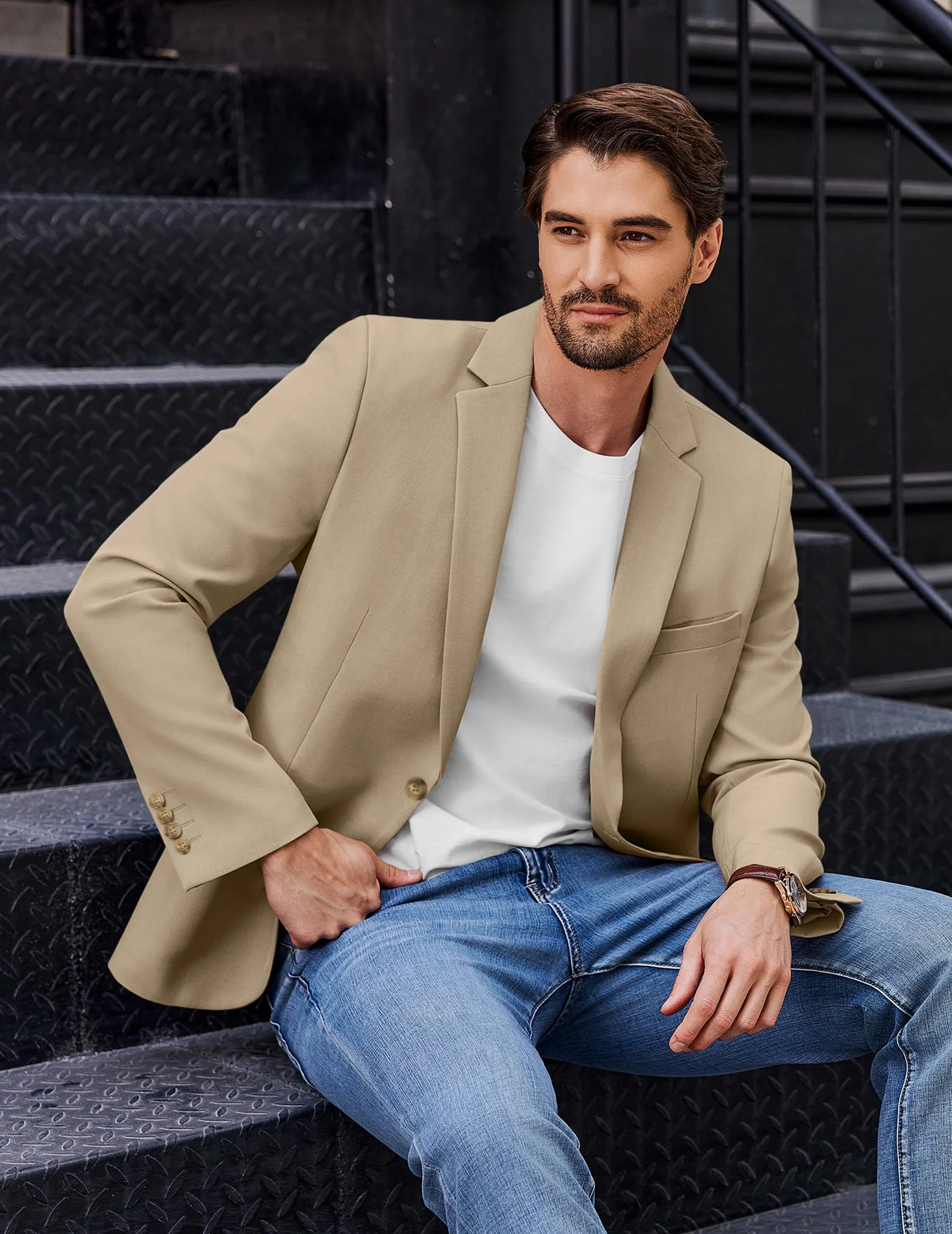 COOFANDY Hombres Blazer Sporty Casual Chaqueta 1 Botón Traje Negocios