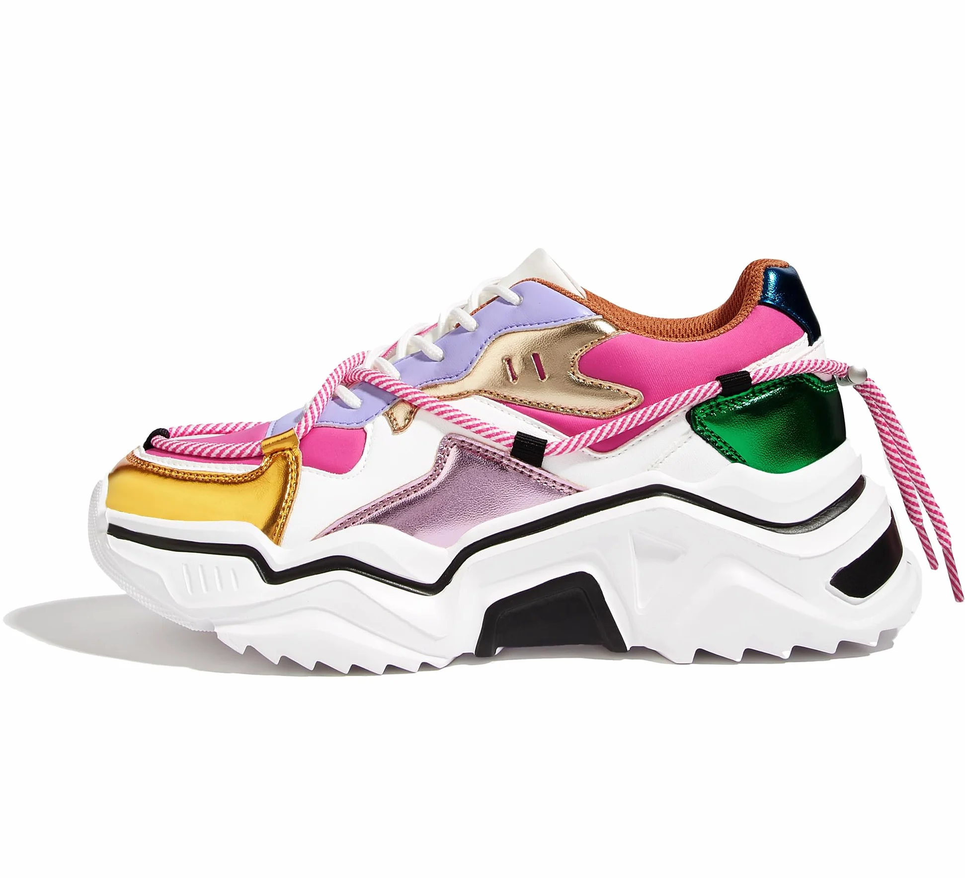 LUCKY STEP Zapatillas Plataforma Mujer – Retro Chunky Dad Shoes, Zapatos de Moda con Bloques de Colores para Uso Diario y Paseos