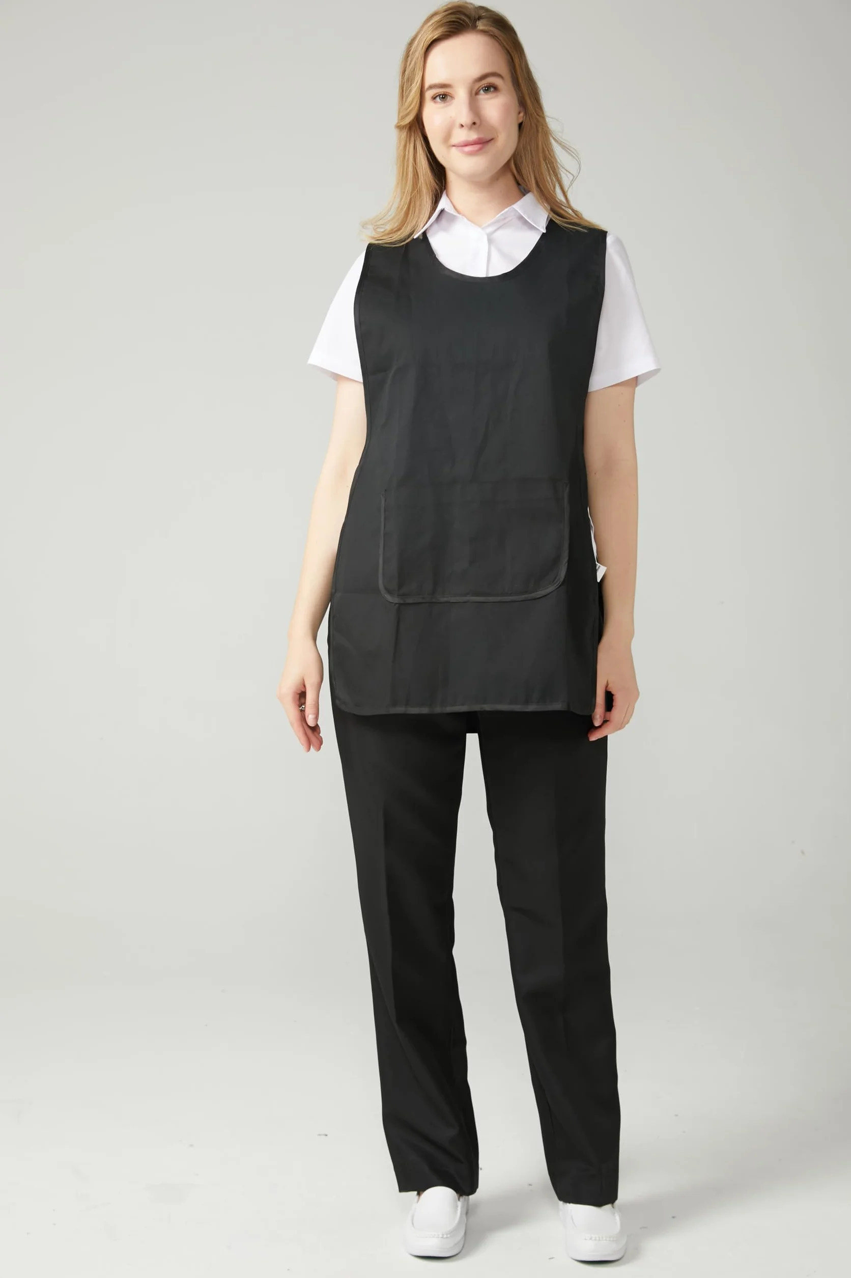 Victory Delantal Limpieza Profesional Uniforme Servicio Sanitario Doméstico Camarera Hostelería Mujer Hombre Ajuste Cómodo Botones Laterales Poliéster Algodón Trabajo Diario Antimanchas Modelo 868