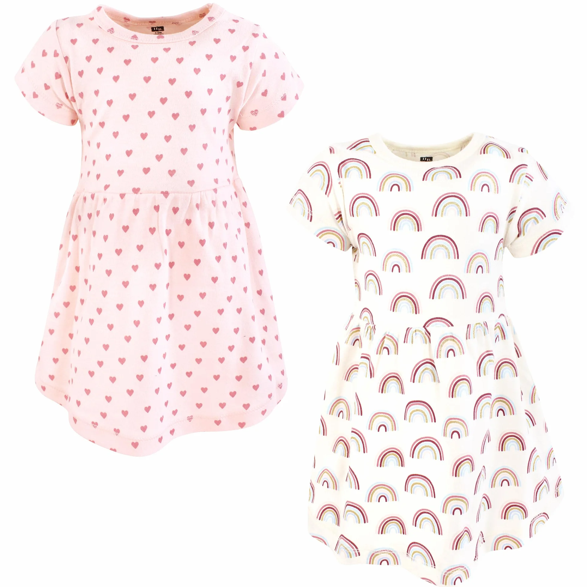 Hudson Baby Infant and Toddler Girls Cotton Dresses, Soft Rainbow, Months Vestidos de algodón para bebés y niñas pequeñas, arcoíris, 12-18 Meses, Arco Iris Suave