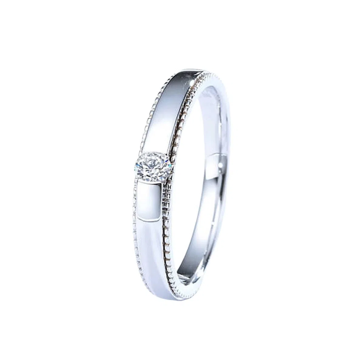 Anillo de compromiso para hombre de platino con diamante blanco de 0,13 quilates, de plata Pt950, talla 54 (17,2)