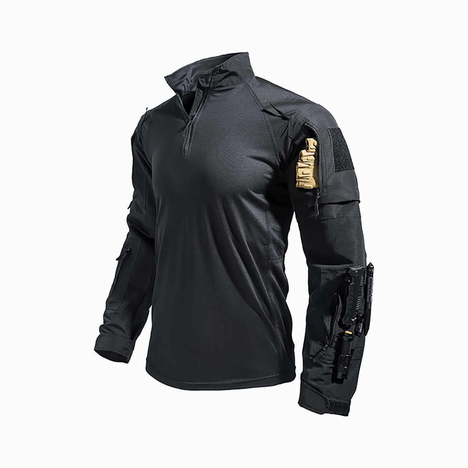 Genérico Camiseta para Hombre con Cuello En V T Shirt Algodon Camisetas Ajustadas y Pantalón de Entrenamiento Técnico Transpirable Elástico Múltiples Bolsillos