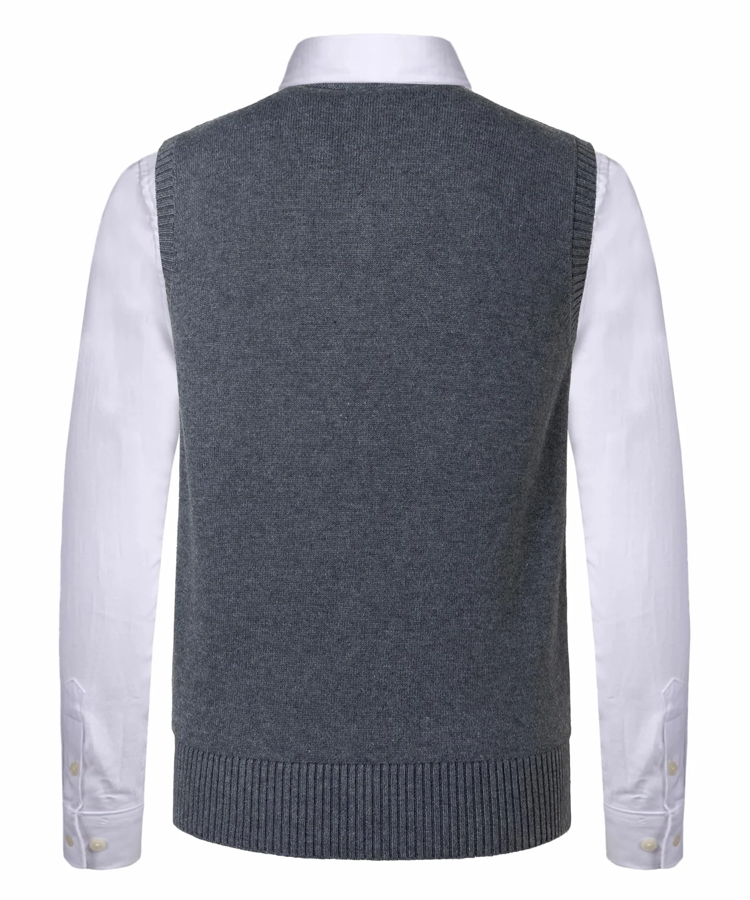 Grueso Chaleco sin Mangas de Negocios de Lana Informal con Cuello en Jersey de Punto para Hombre