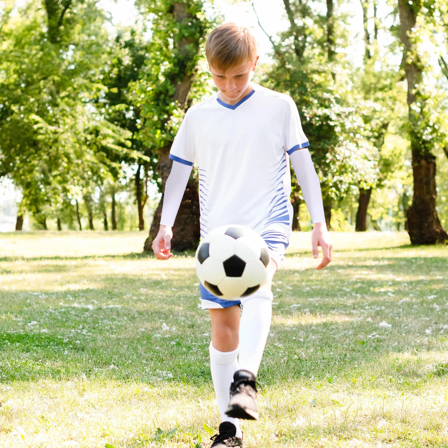 Mangas de brazo para niños transpirables elásticas compresión deportes al aire libre voleibol fútbol béisbol
