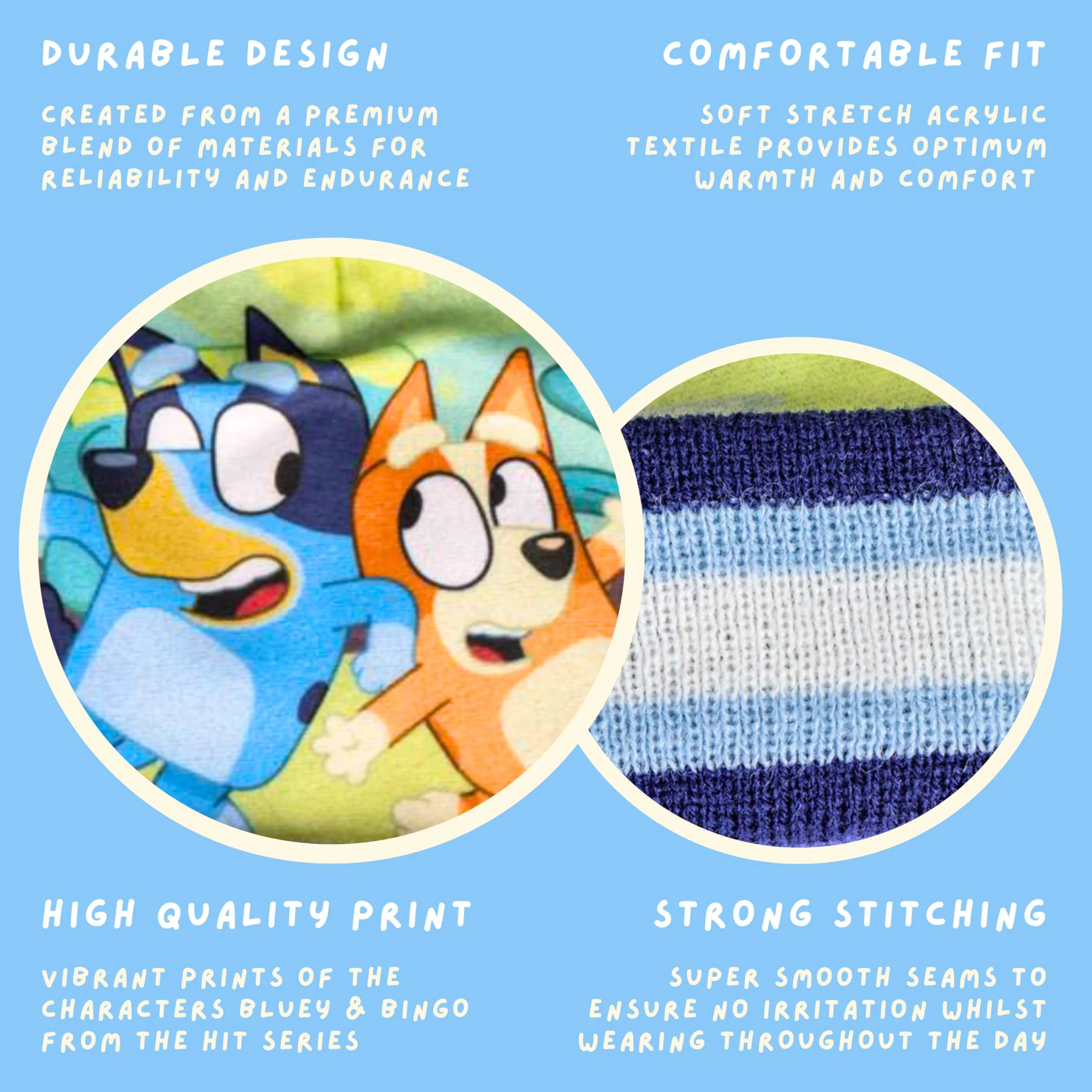 Bluey Gorro y Guantes para Niño, Conjunto de Invierno para Niños, Accesorios de Invierno Infantil Diseño Bingo