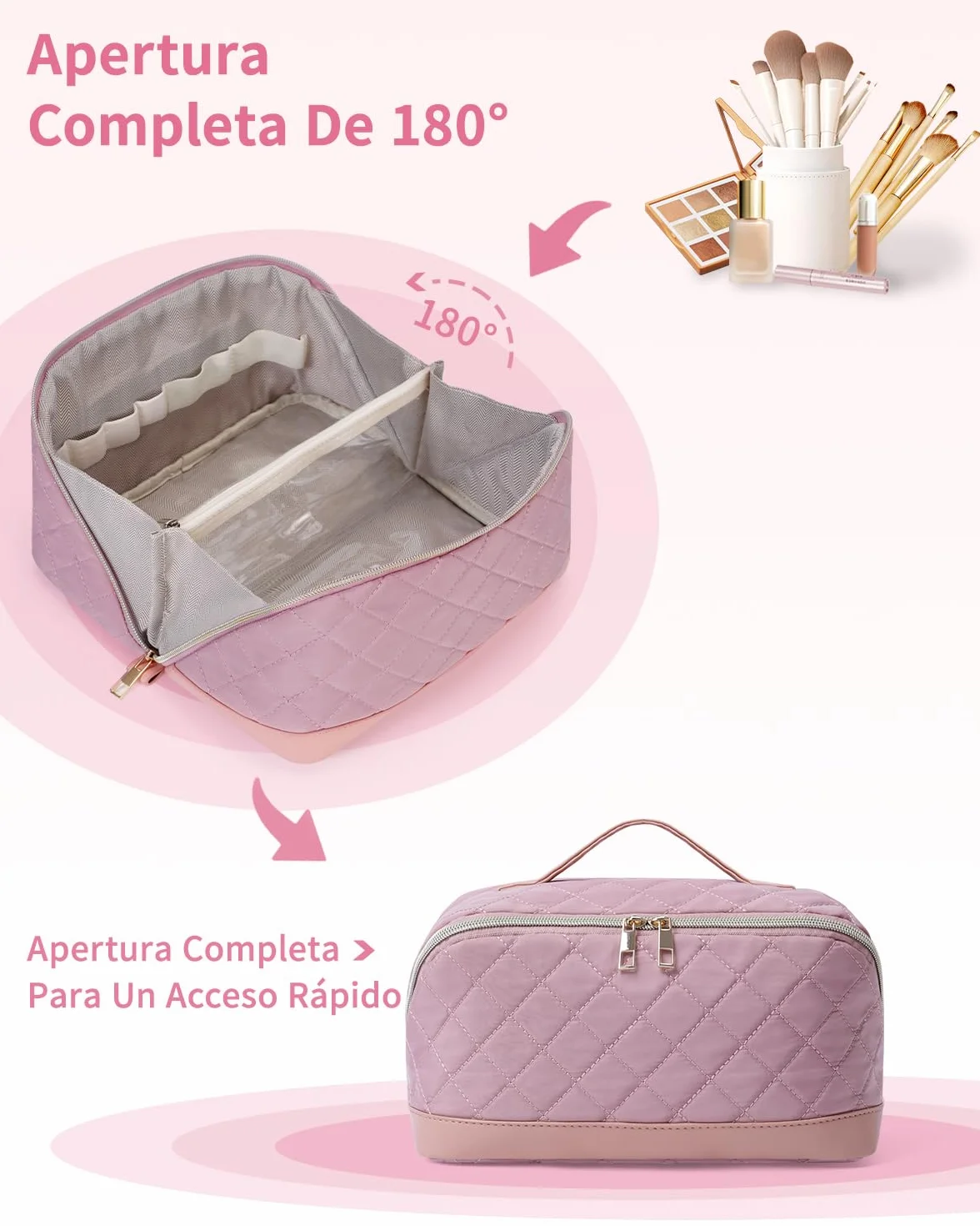 Wandering Nature Neceser Mujer Grande Maquillaje Impermeable – Bolsa de Cosméticos de Viaje con Separador Transparente, Múltiples Compartimentos y Asa – Organizador de Belleza Ideal para Regalar