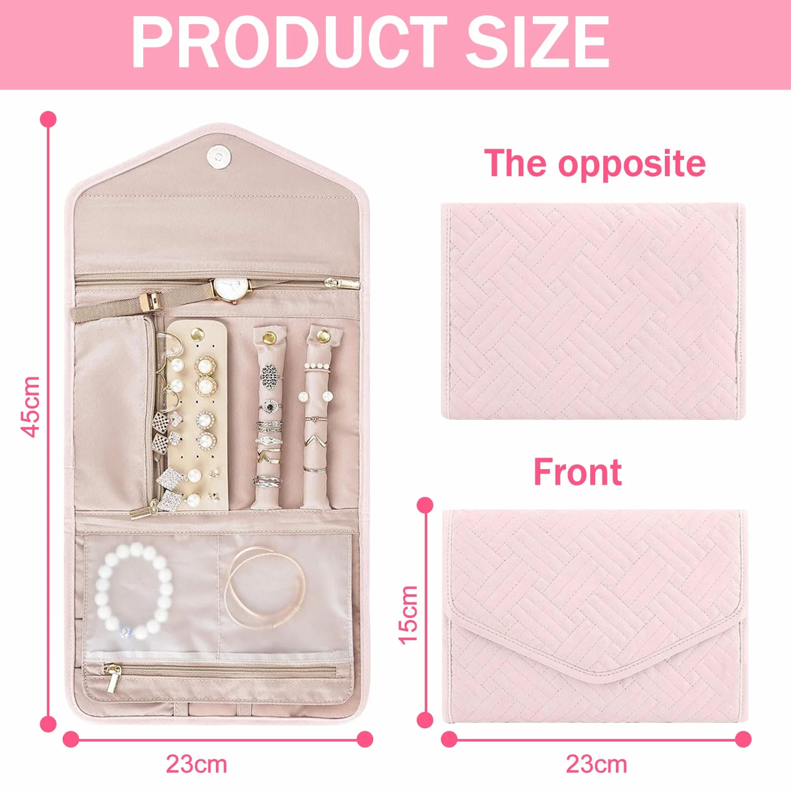 6 piezas Organizador de Joyas, Bolsa de Rollo de Joyería, Bolsa de Almacenamiento de Joyas, con Diseño de Espacio Múltiple, para Collares, Pulseras, Pendientes, Anillos