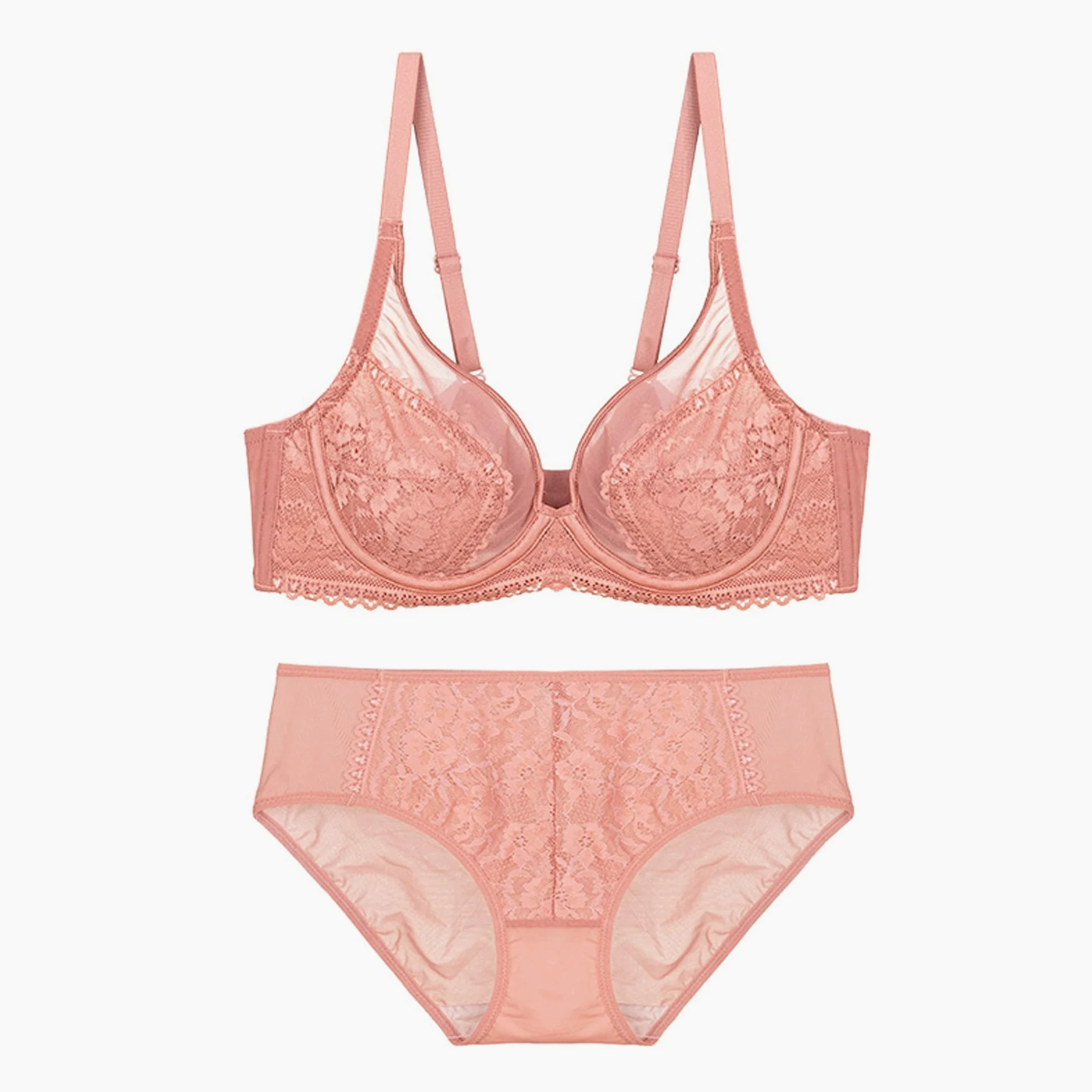 Conjunto de sujetador y bragas de encaje para mujer, sujetador de encaje con triángulo, sujetador sexy con cuello en V para uso diario (color rosa, tamaño: 85B)