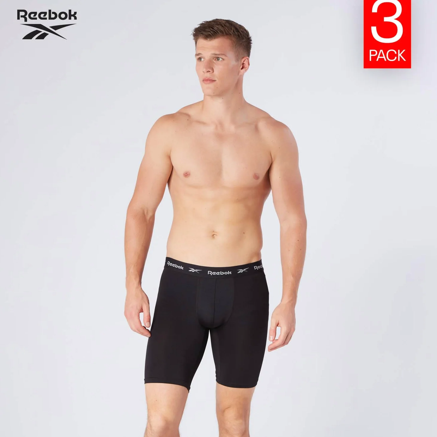Reebok Hogan Reebok - Calzoncillos Deportivos Transpirables para Hombre (3 Unidades), Color Negro, Blanco, Gris Jaspeado, Negro, XL Hombre (Pack de 3)