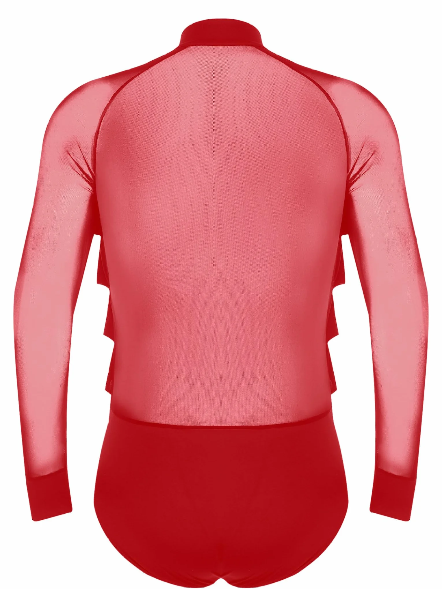 Camisa de baile latino manga larga volantes malla body jazz leotardo