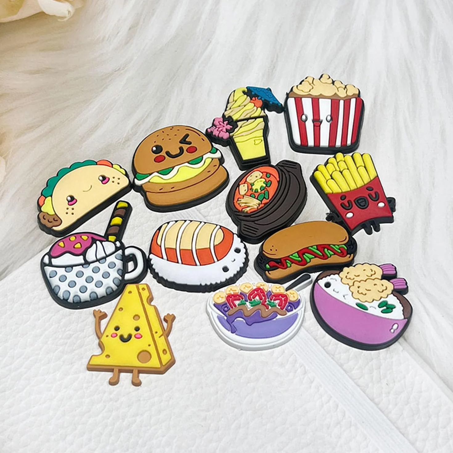 Comida Encantos del Zapato 21PCS Cute Cartoon Zapato Decoración Croc Charms para Niñas Mujeres Niños Adultos, Regalo para Fiesta de Cumpleaños