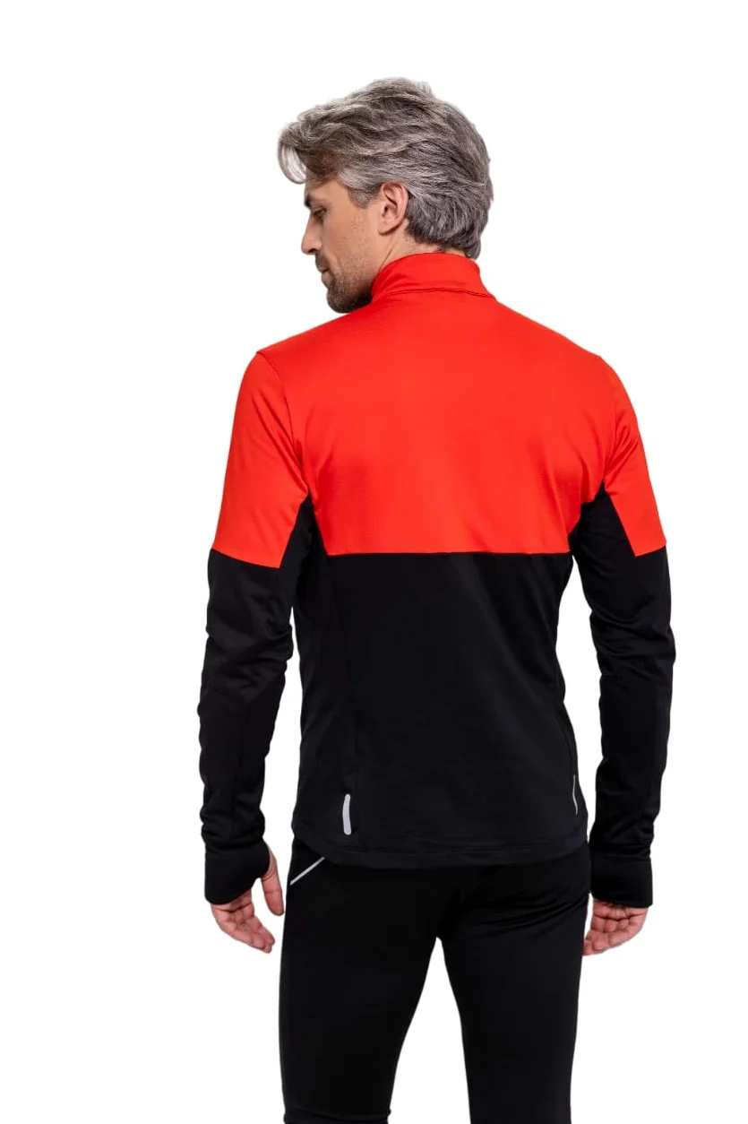 Airtracks Camiseta de manga larga para hombre de invierno, manga larga, térmica, de forro polar, resistente al viento, transpirable, reflectante, cremallera completa