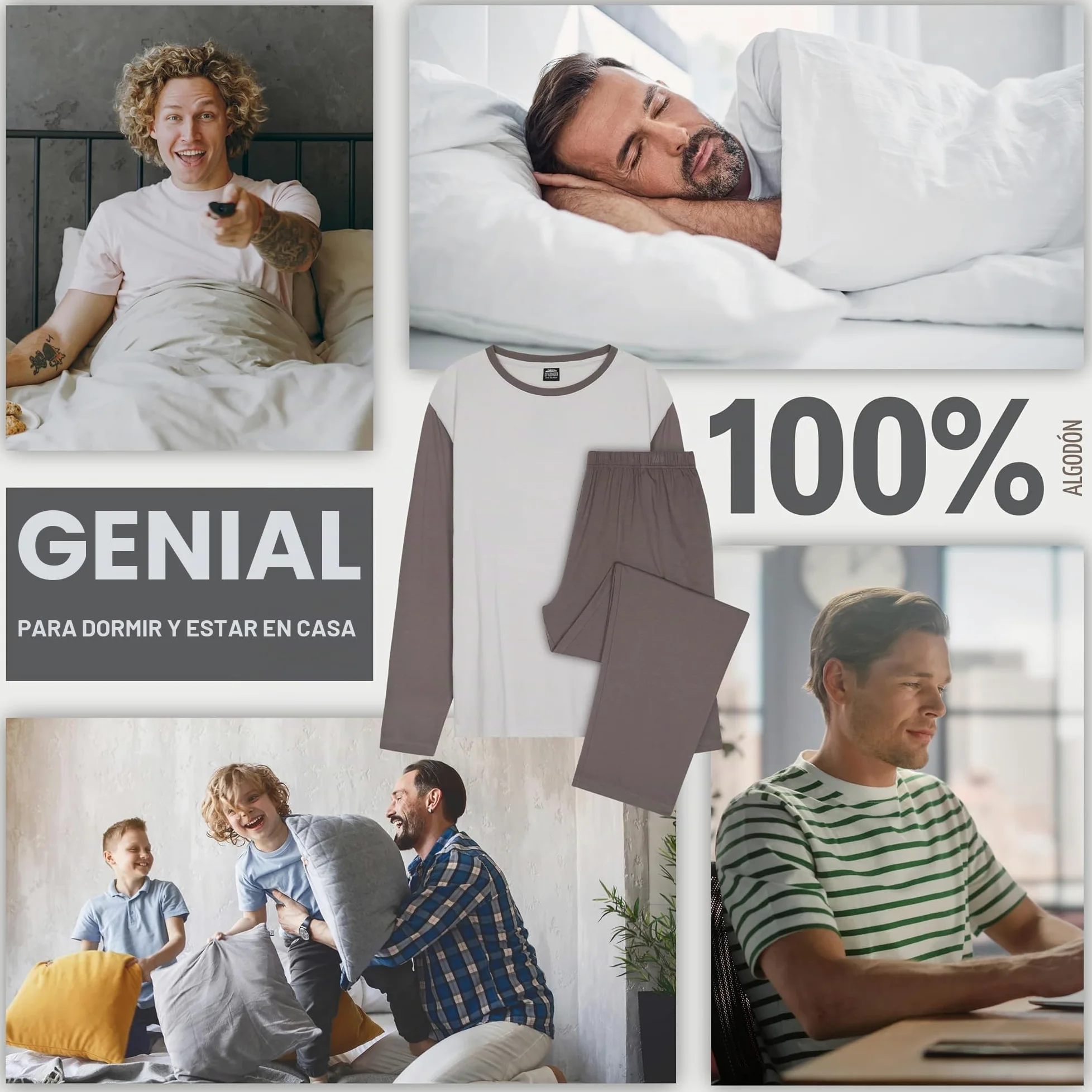 CityComfort Pijama Invierno con mangas largas para Hombre