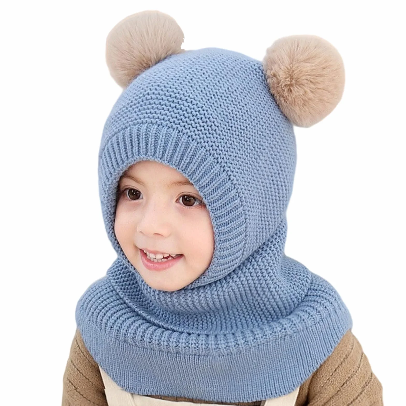 TAGVO Pasamontañas Térmico Invierno Niño Cortaviento Forro Polar Gorro Cuello Balaclava Esquí 2-5 Años