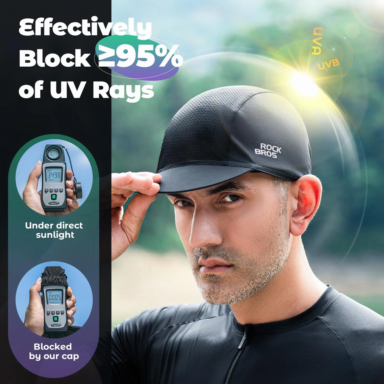 ROCKBROS Gorra de Ciclismo con Visera Bajo Casco Transpirable Cortaviento para Hombre Mujer