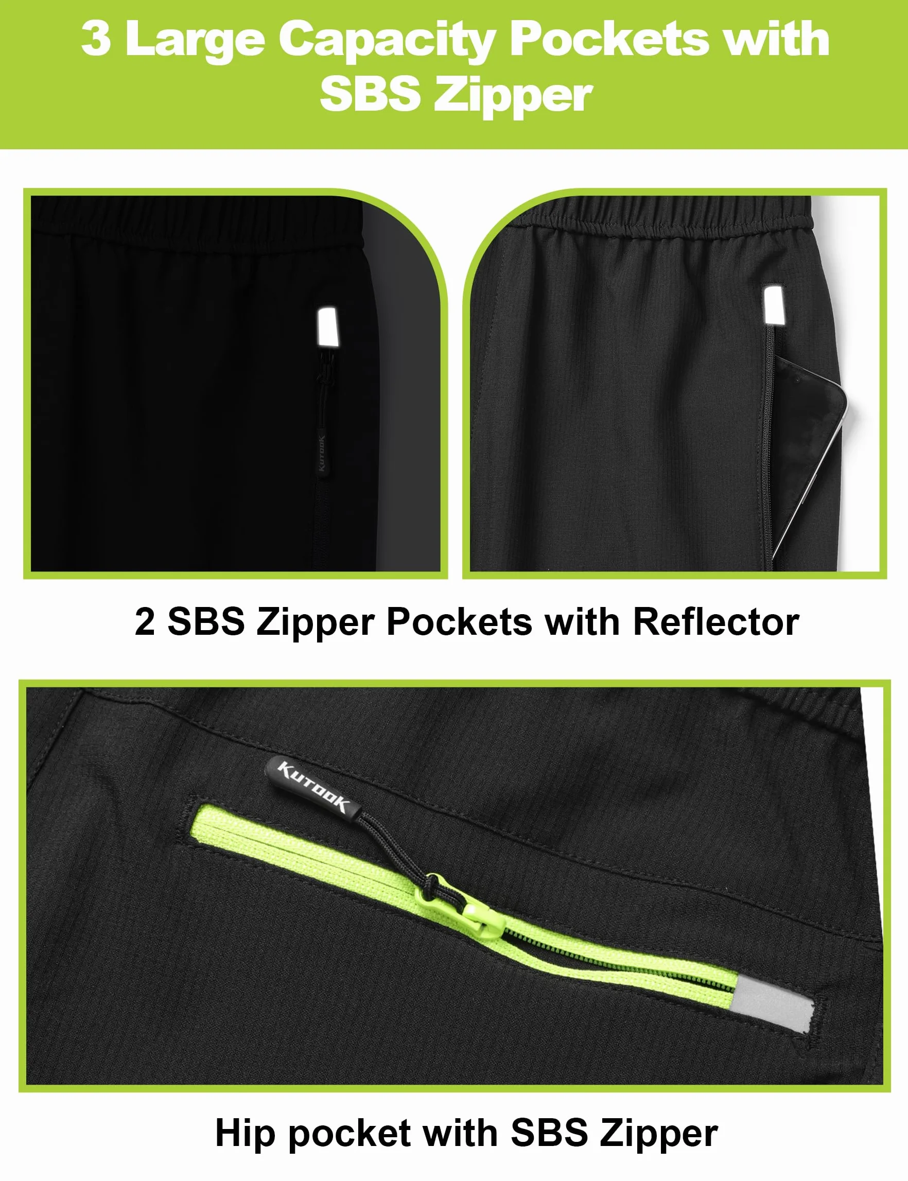 KUTOOK Pantalones Térmico Ciclismo Hombre Invierno Forro Polar Elástico