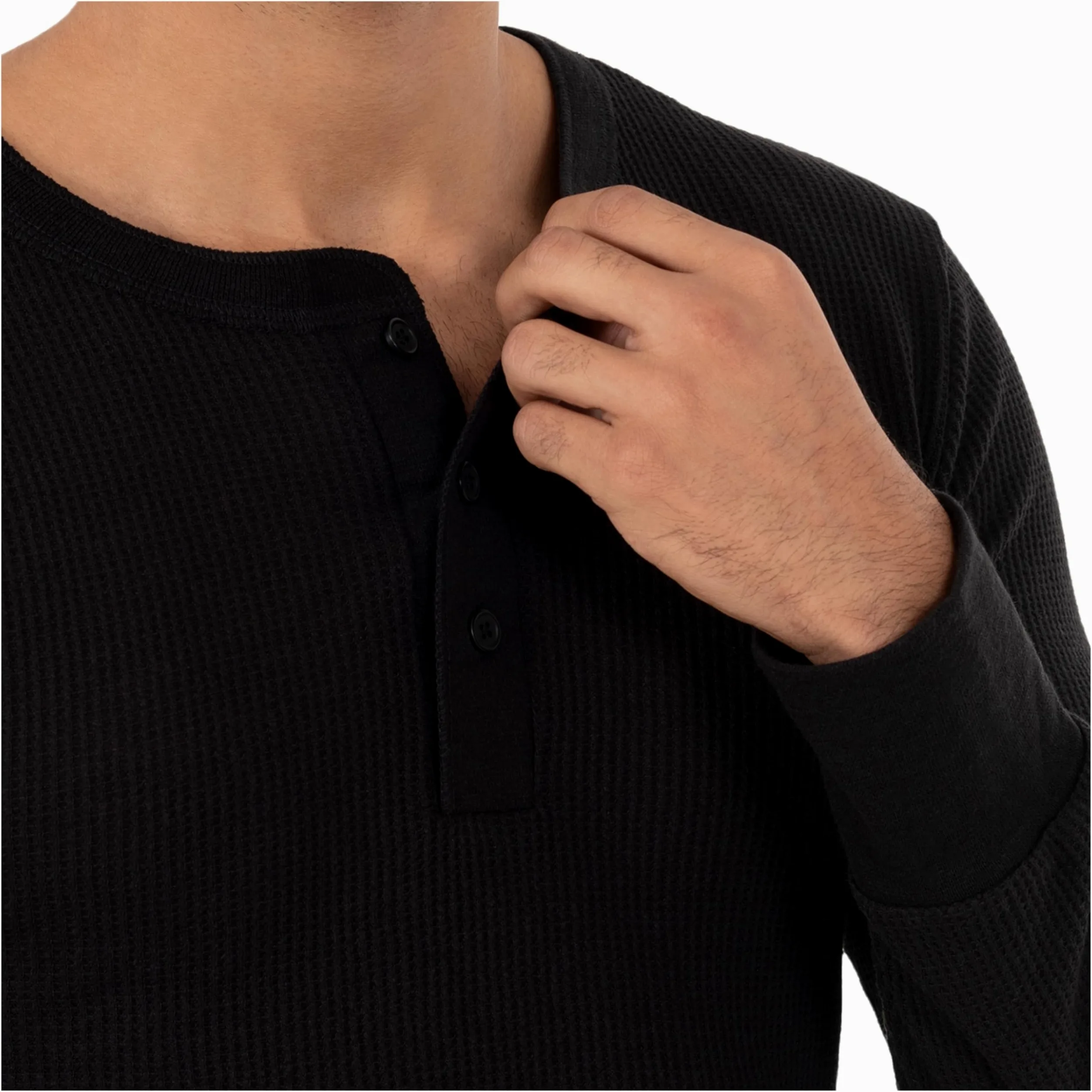 Fruit of the Loom Ropa Interior Térmica de Gofre Reciclado Henley Top (1 Y 2 Paquetes) Camiseta de Pijama Hombre
