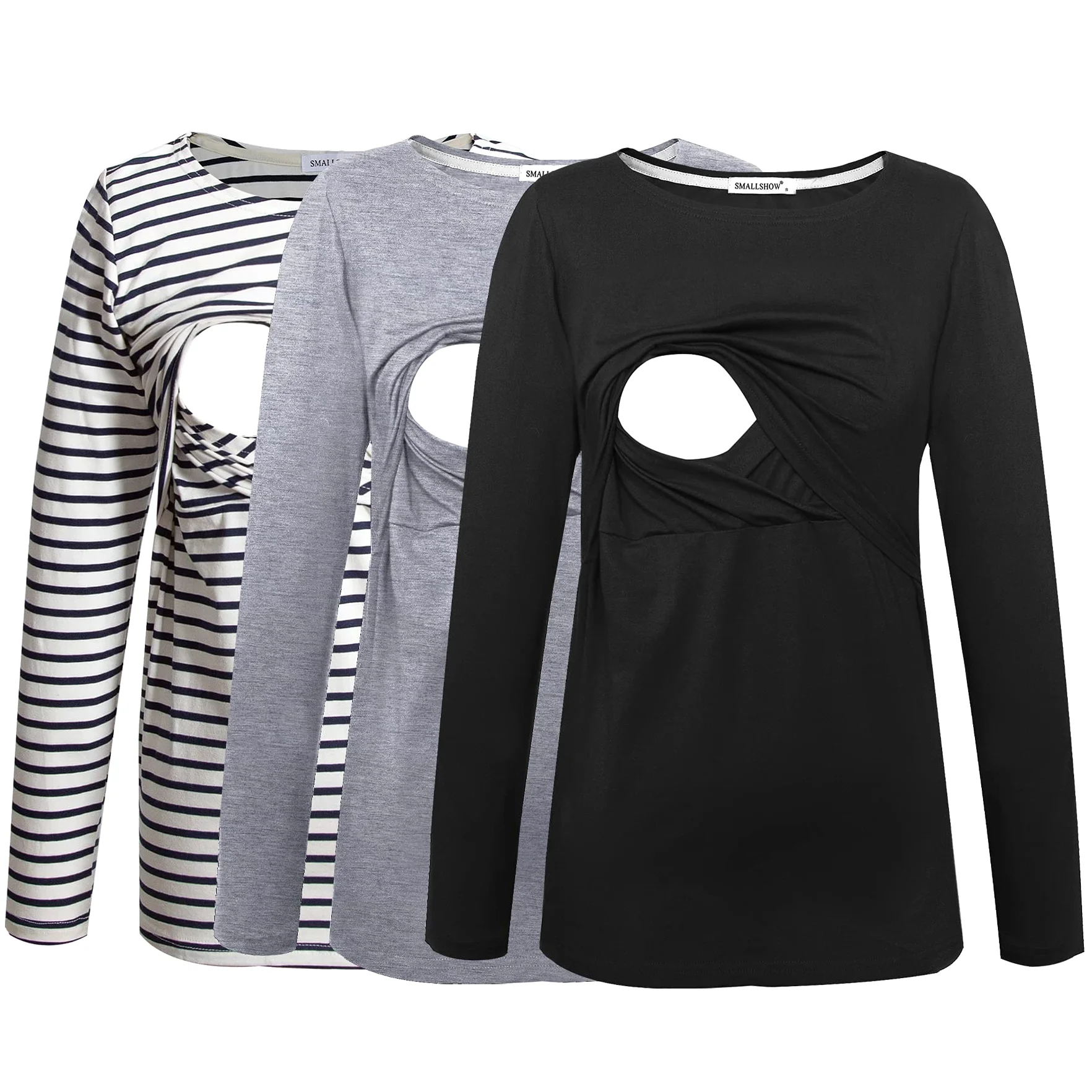 Smallshow - Camiseta de Lactancia para Mujer (Manga Larga) - - X-Large