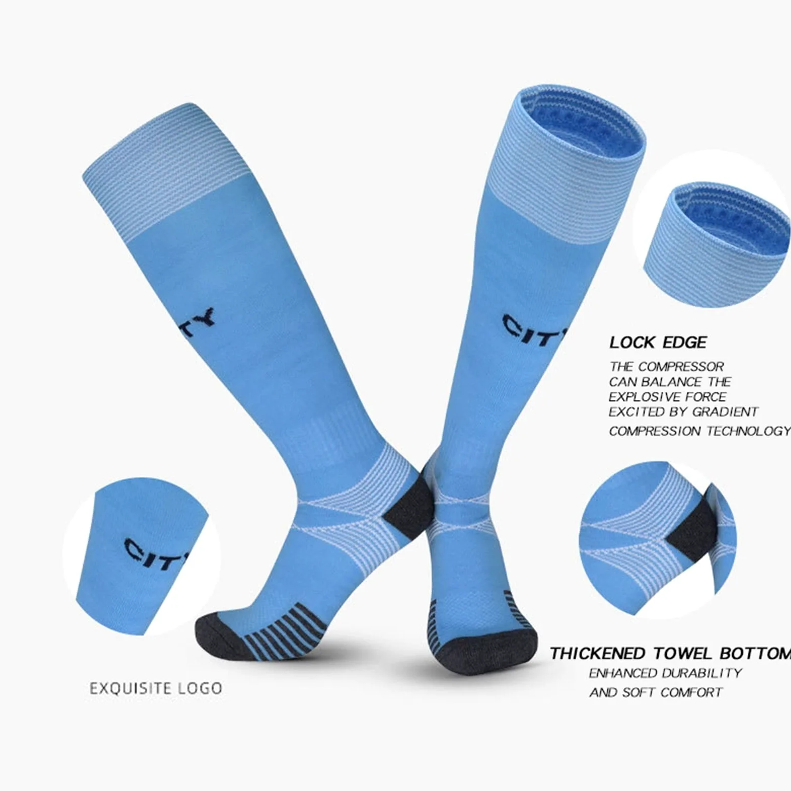 Calcetines de fútbol de tubo largo calcetines de baloncesto resistente al desgaste de la rodilla de nylon calcetines deportivos de la rodilla de sudor absorbente for correr calcetines de ciclismo calc