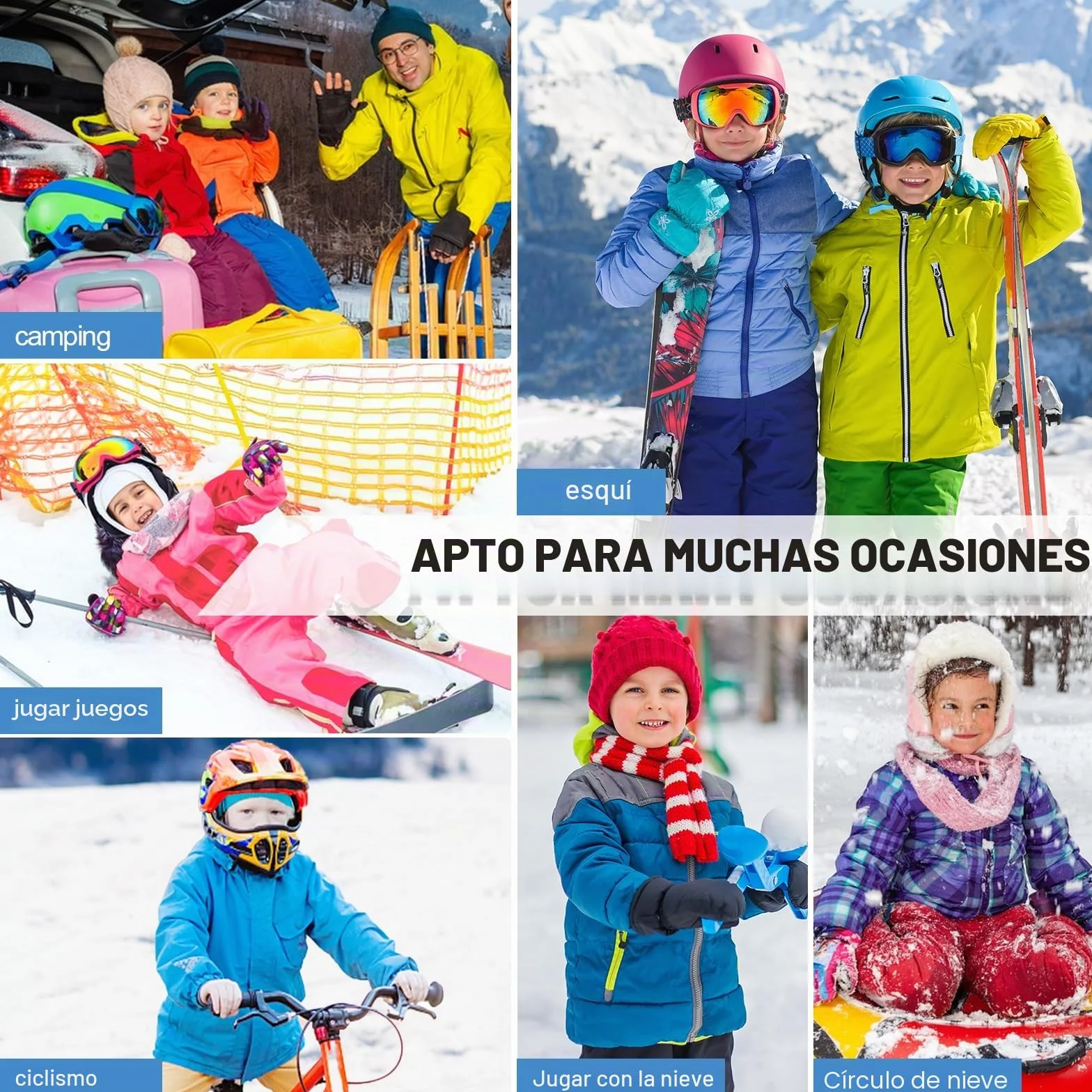 Pasamontañas Térmico Niños 4-12 Años, Máscara Esquí Ciclismo Forro Polar Cálido Prueba Viento Calentador Cuello