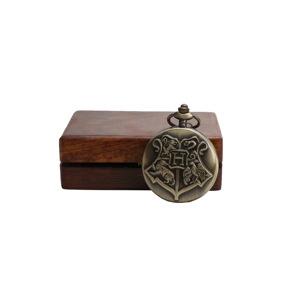 Kartique Reloj de bolsillo con cadena, águila león, esfera de números romanos con caja de madera, marrón, caja de cazador, marrón, caja Hunter, marrón, Funda Hunter