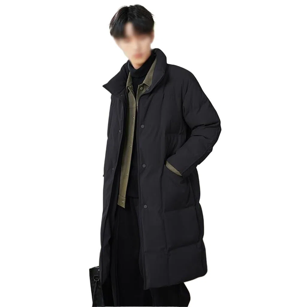 Falso Dos Chaquetas de plumón en el Estilo Largo de Invierno de los Hombres Grueso cálido Abrigo de Marea Casual Abrigo Cortavientos(XXL)
